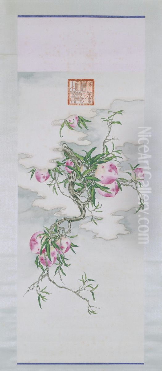 <<jin fei yun zhong jiu tao tu zhou>> Oil Painting by Consort Jin