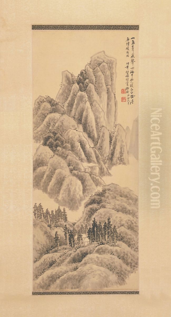 <<chen shi ceng mo bi shan shui tu zhou>> Oil Painting by Chen Shizeng