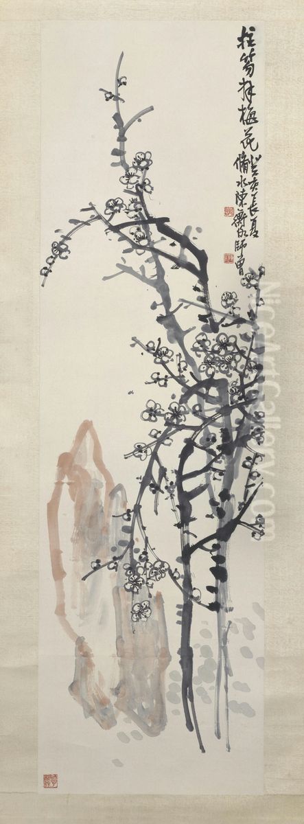 <<chen shi ceng zhu hu bai mei tu zhou>> Oil Painting by Chen Shizeng