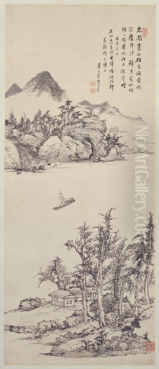 <<wang chen shan shui tu zhou>> Oil Painting by Wang Chen