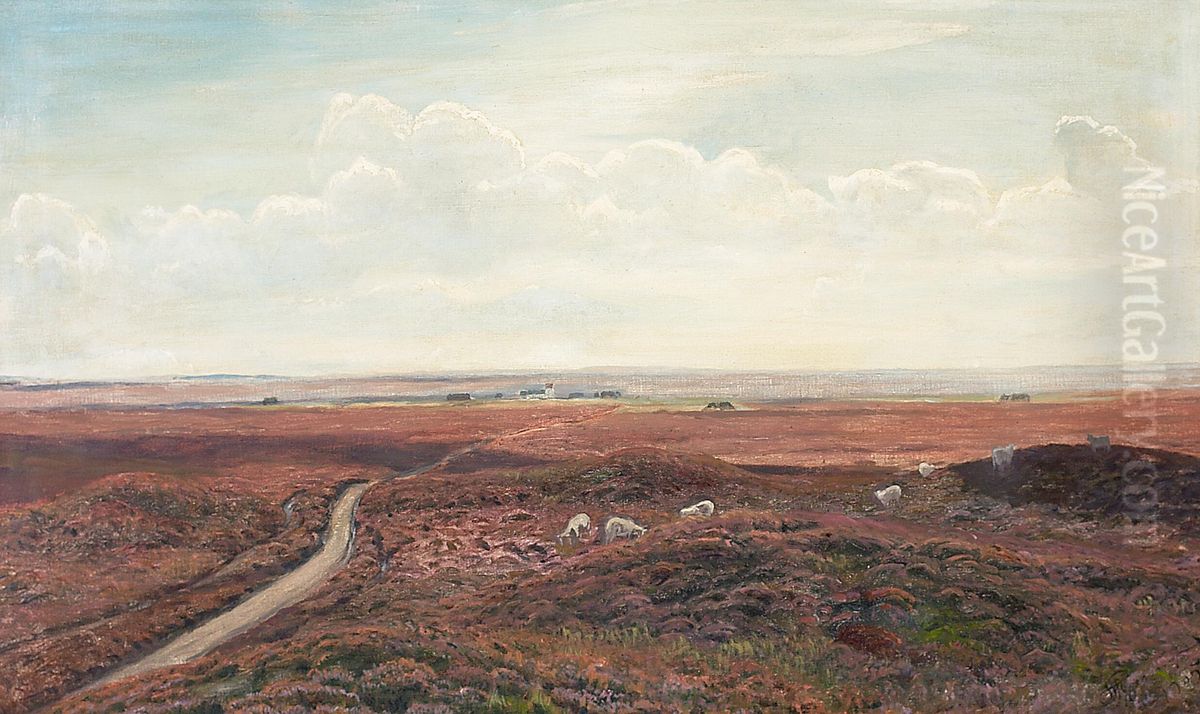 View of a heath landscape. Oil Painting by Hans Agersnap