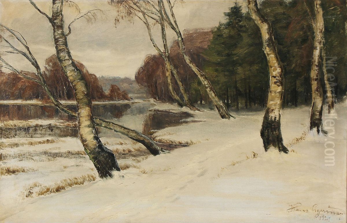 Vinterlandskab (1921) Oil Painting by Hans Agersnap