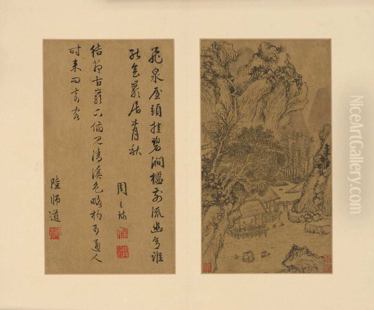 <<wen zheng ming shan shui ce>> Oil Painting by Wen Zhengming