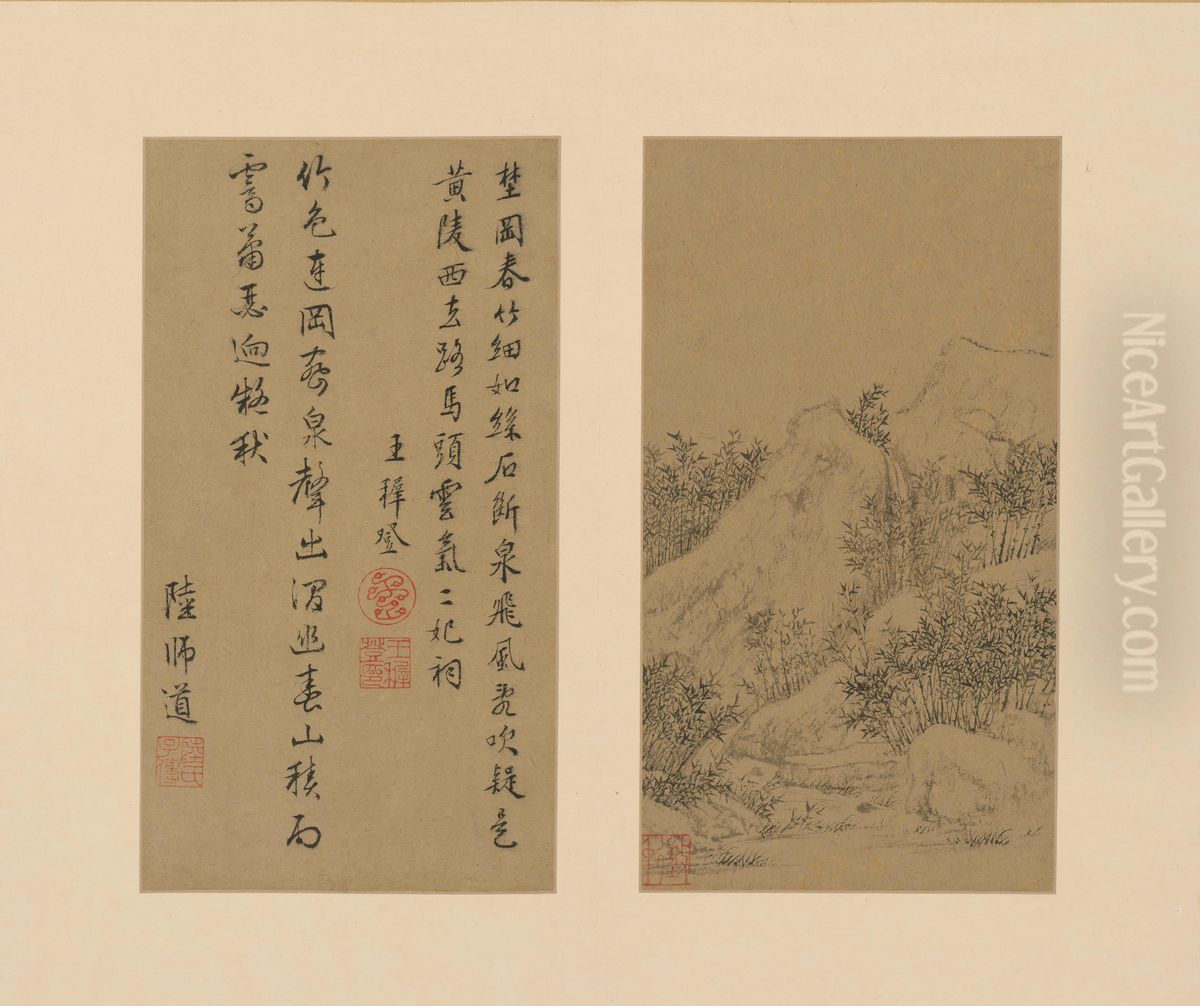 <<wen zheng ming shan shui ce>> Oil Painting by Wen Zhengming