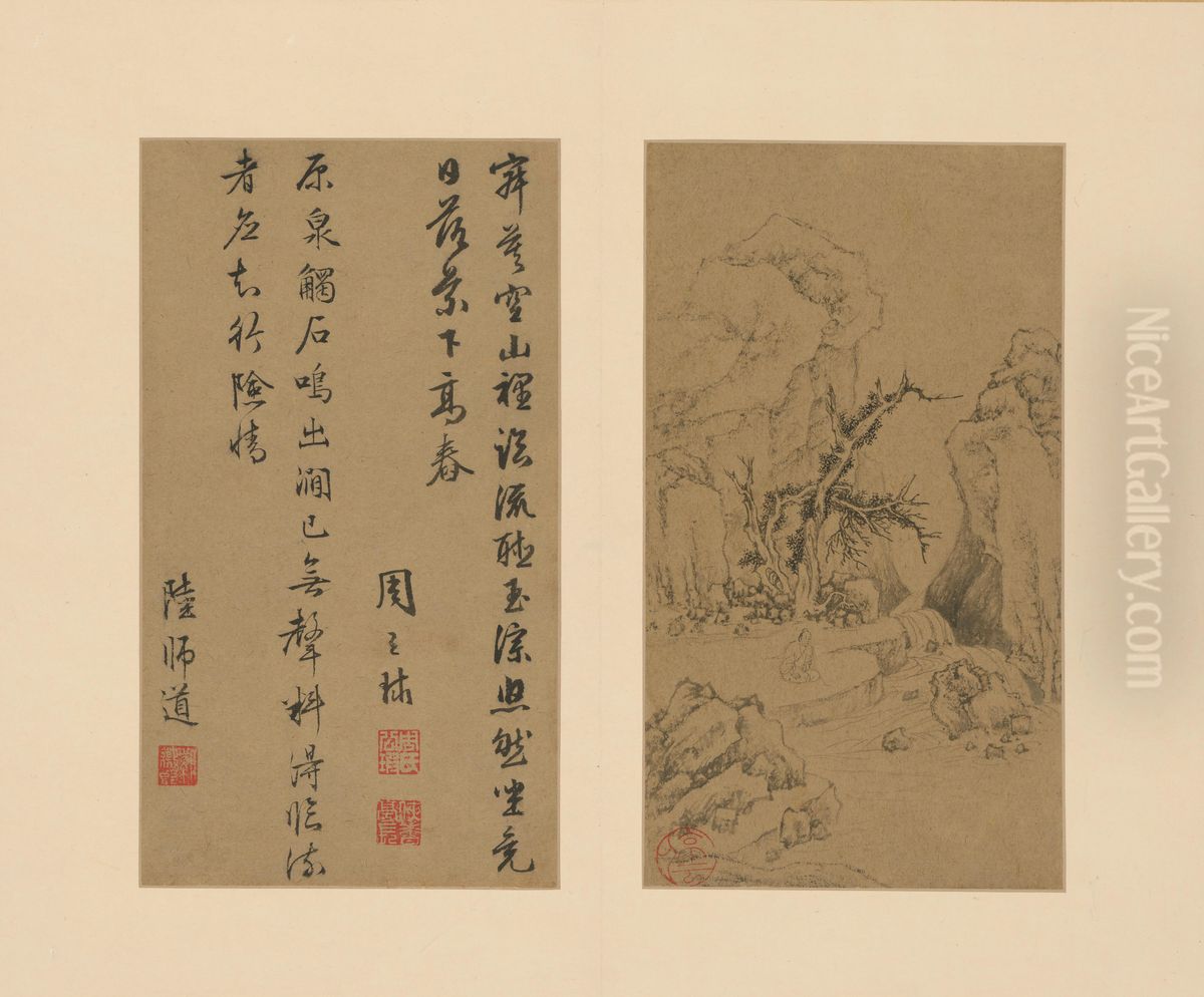 <<wen zheng ming shan shui ce>> Oil Painting by Wen Zhengming