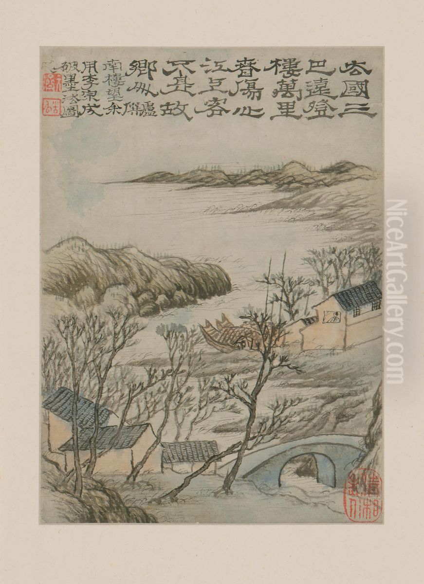 <<yuan ji shan shui ce>> Oil Painting by Shitao Daoji