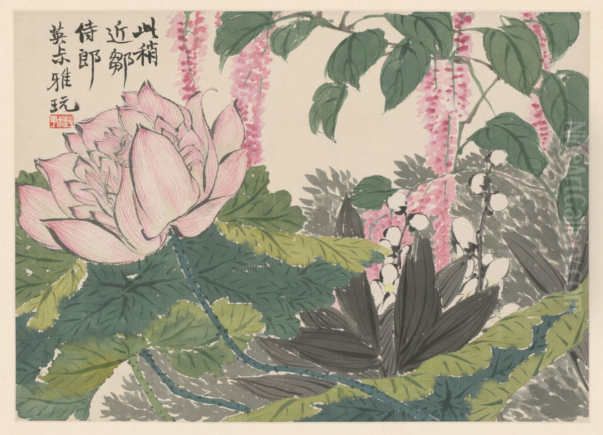 <<zhao zhi qian hua hui ce-he hua ye>> Oil Painting by Zhao Zhiqian