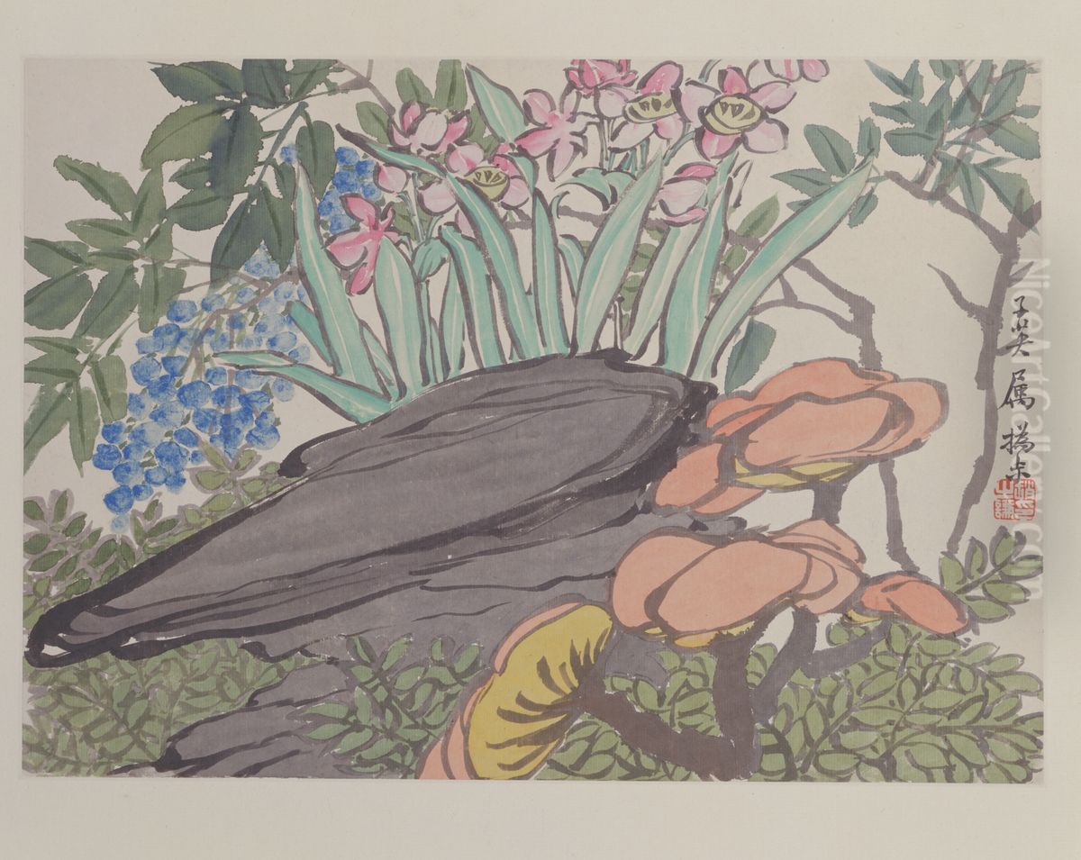 <<zhao zhi qian hua hui ce-shui xian ling shi ye>> Oil Painting by Zhao Zhiqian