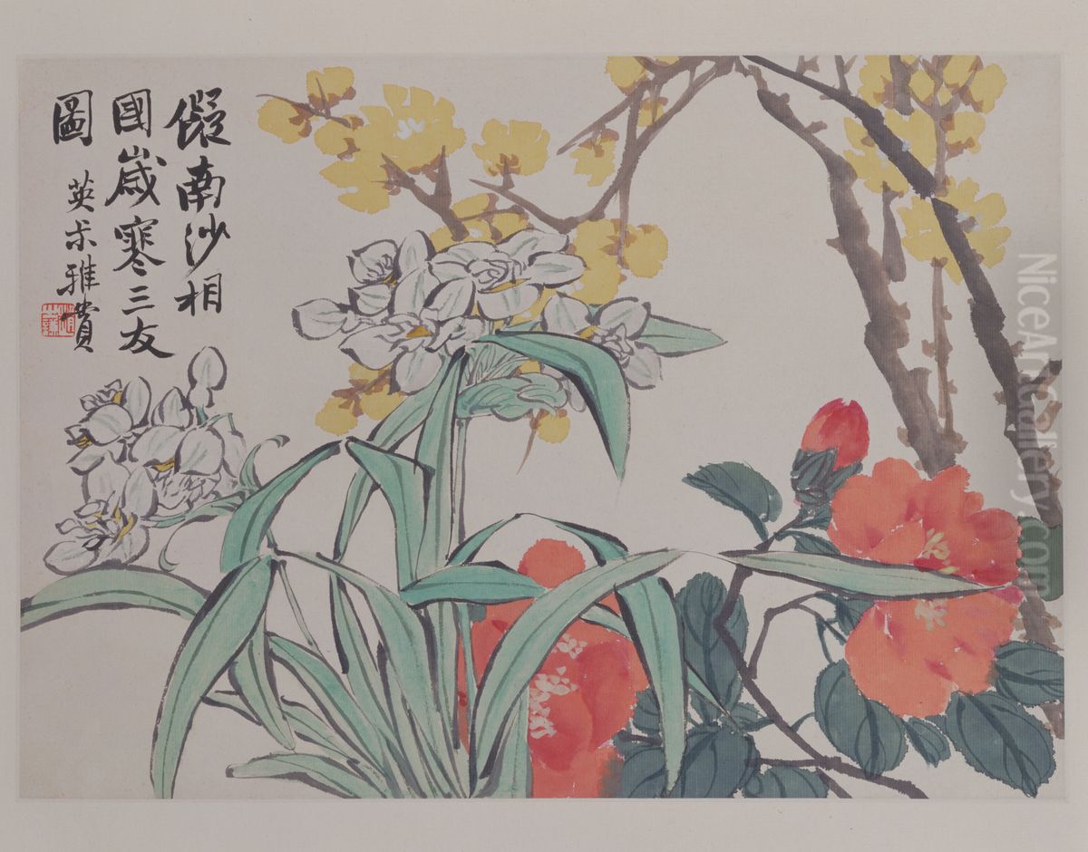 <<zhao zhi qian hua hui ce-shui xian la mei shan cha ye>> Oil Painting by Zhao Zhiqian