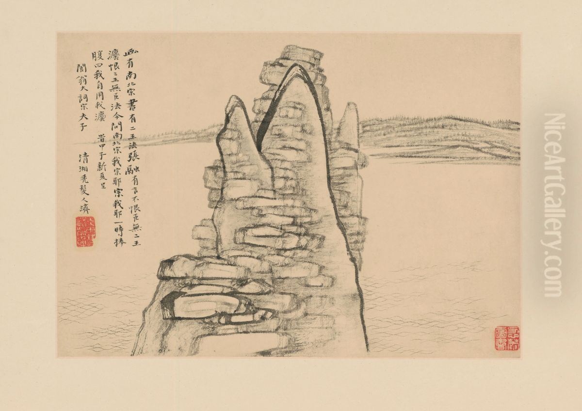 <<yuan ji shan shui ce>> Oil Painting by Shitao Daoji