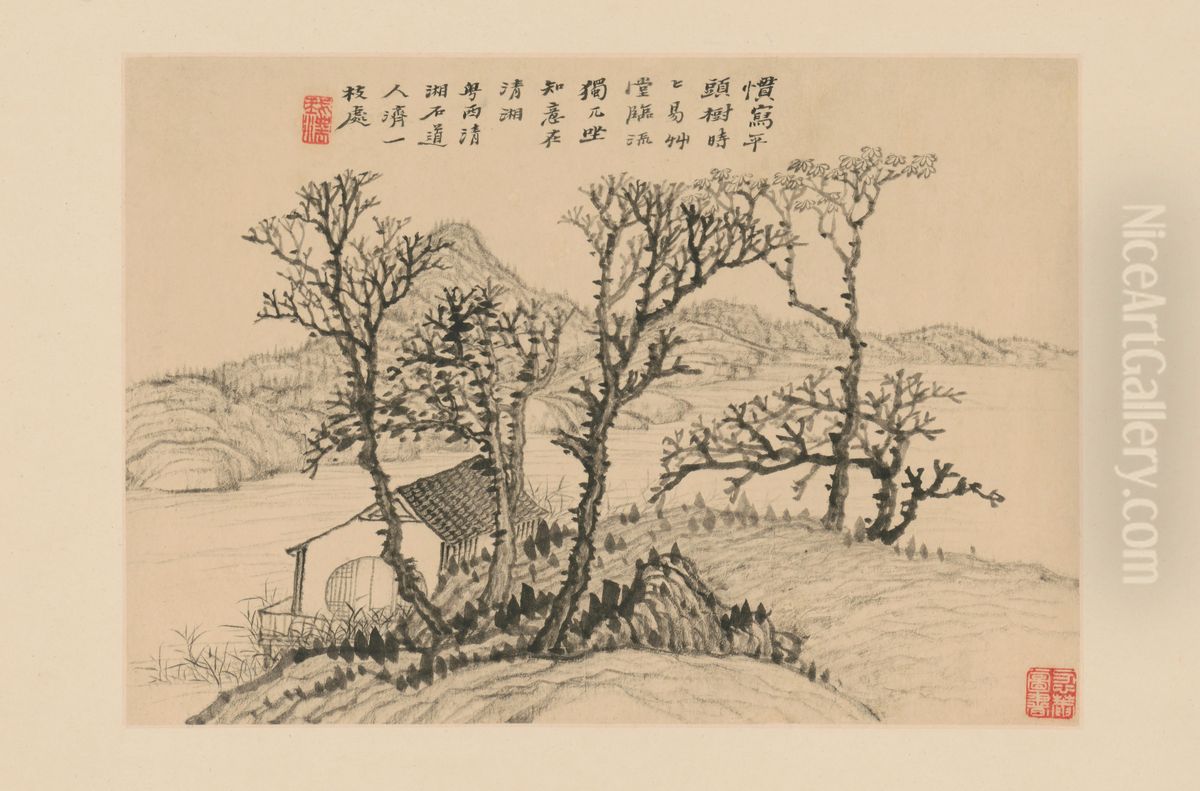 <<yuan ji shan shui ce>> Oil Painting by Shitao Daoji