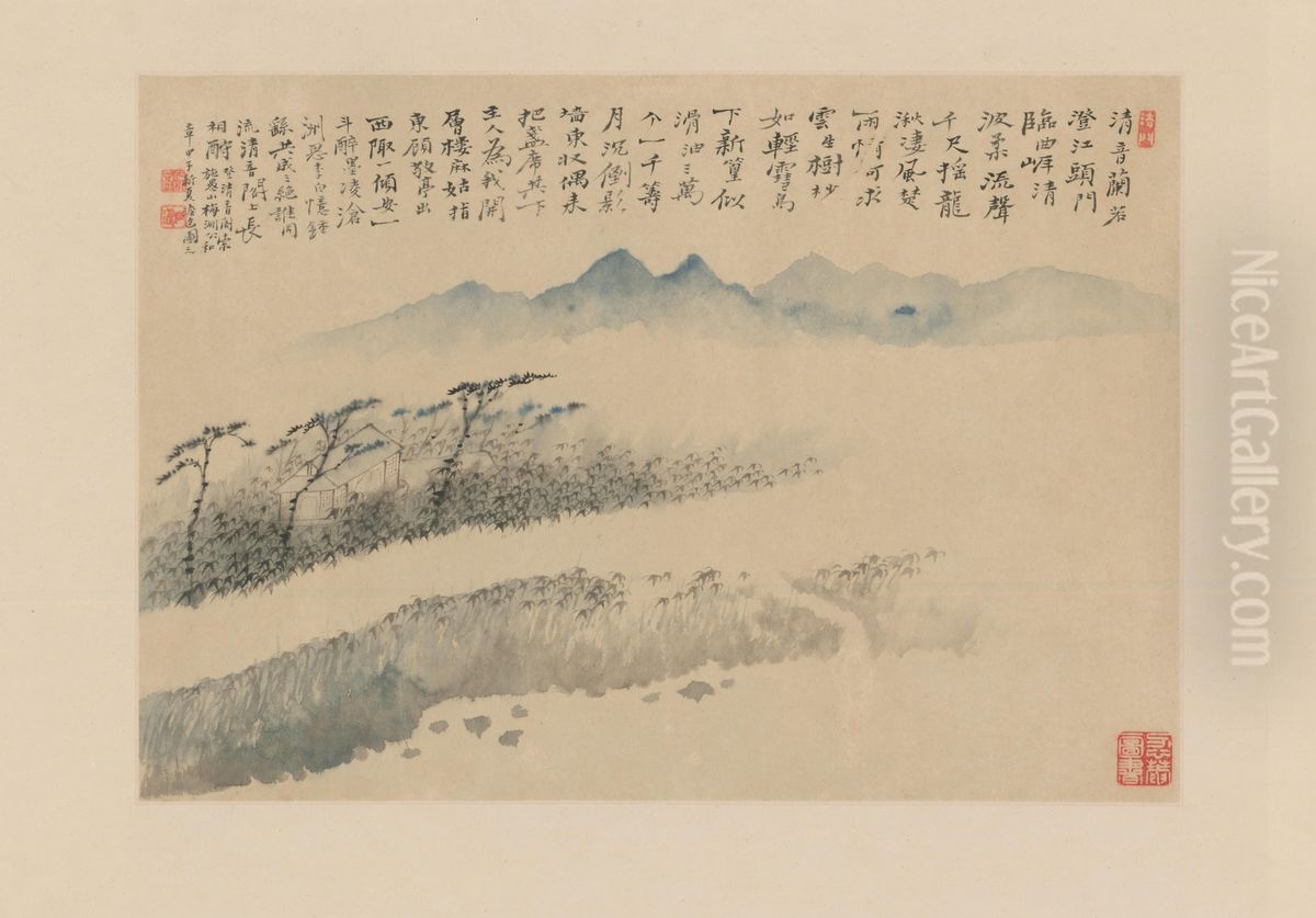 <<yuan ji shan shui ce>> Oil Painting by Shitao Daoji