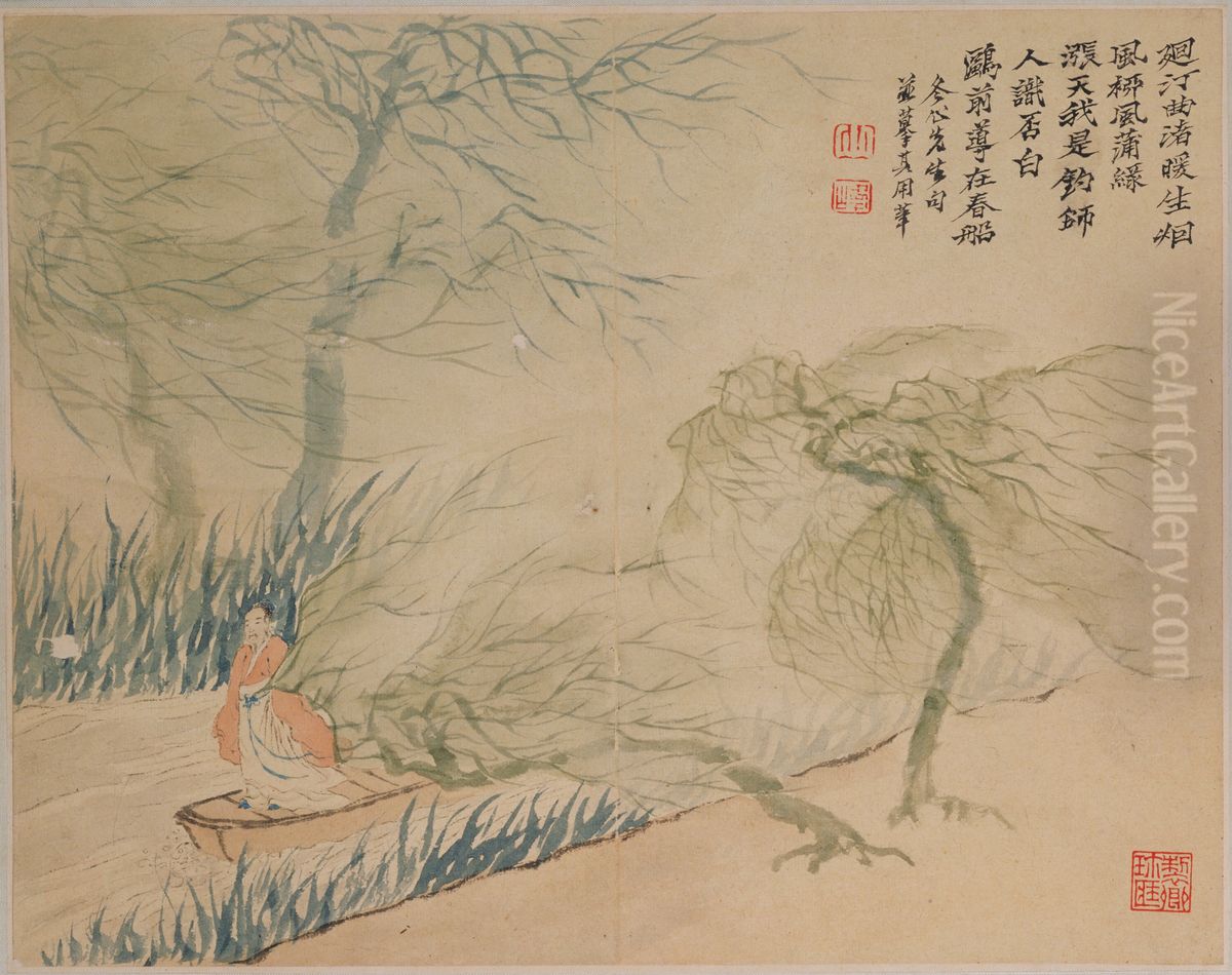 <<luo pin ren wu shan shui ce>> Oil Painting by Luo Ping