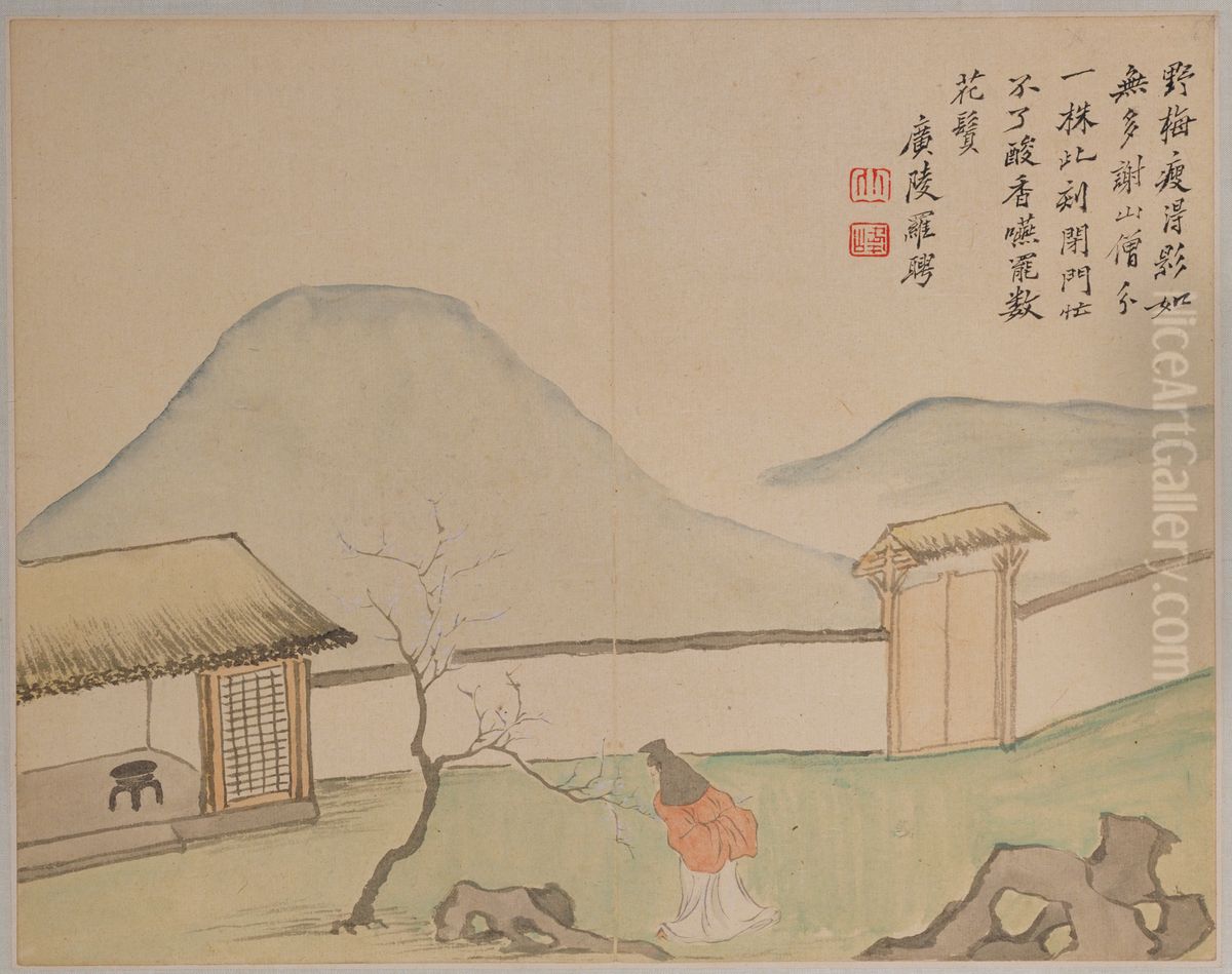 <<luo pin ren wu shan shui ce>> Oil Painting by Luo Ping