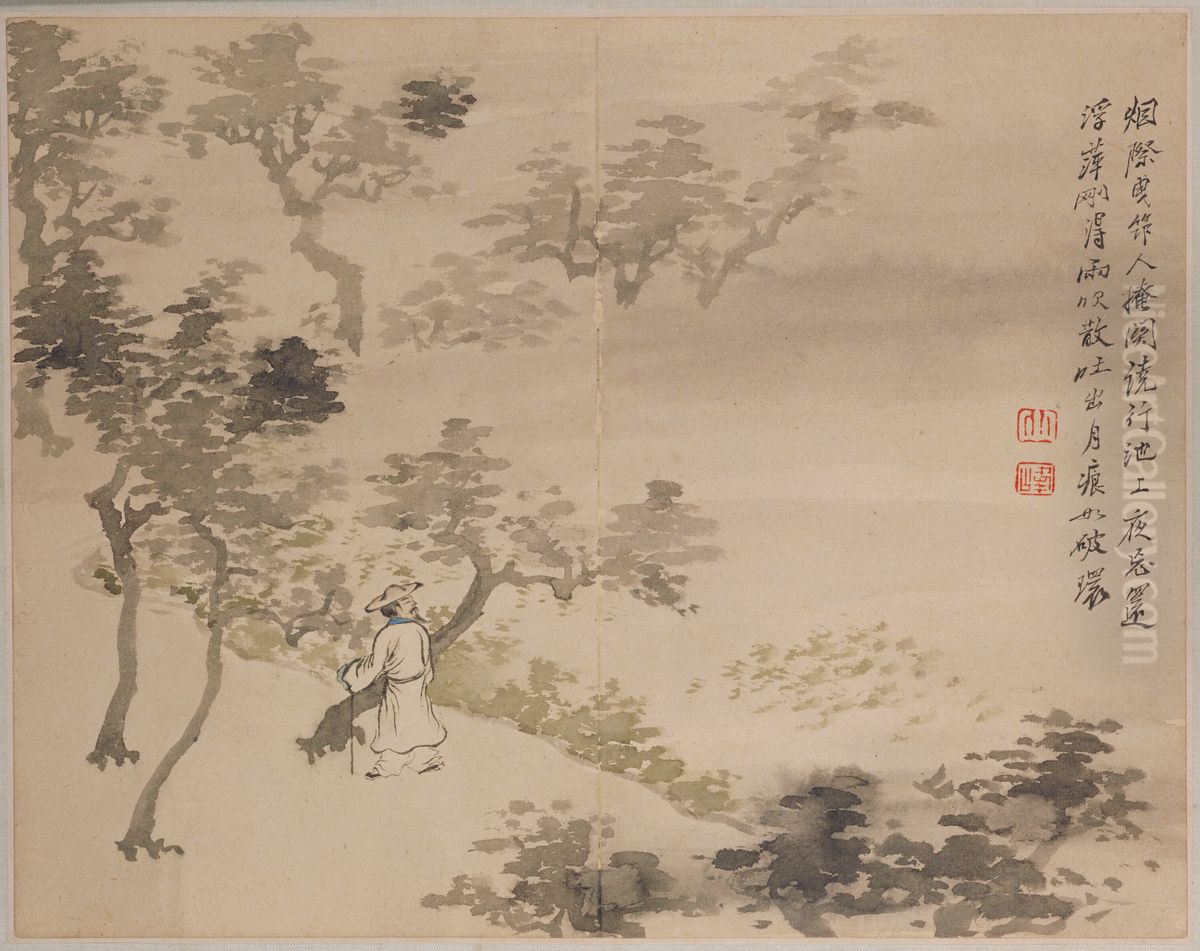 <<luo pin ren wu shan shui ce>> Oil Painting by Luo Ping