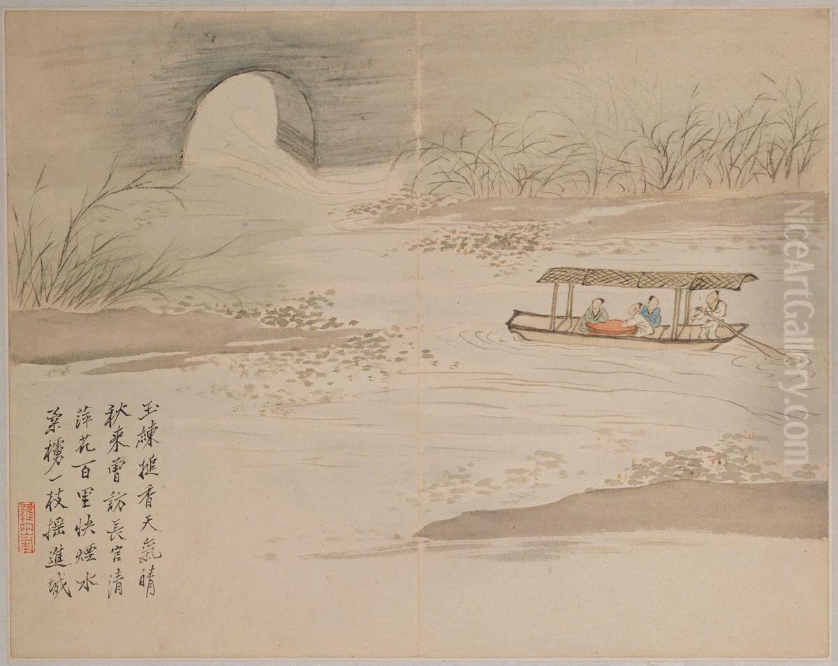 <<luo pin ren wu shan shui ce>> Oil Painting by Luo Ping