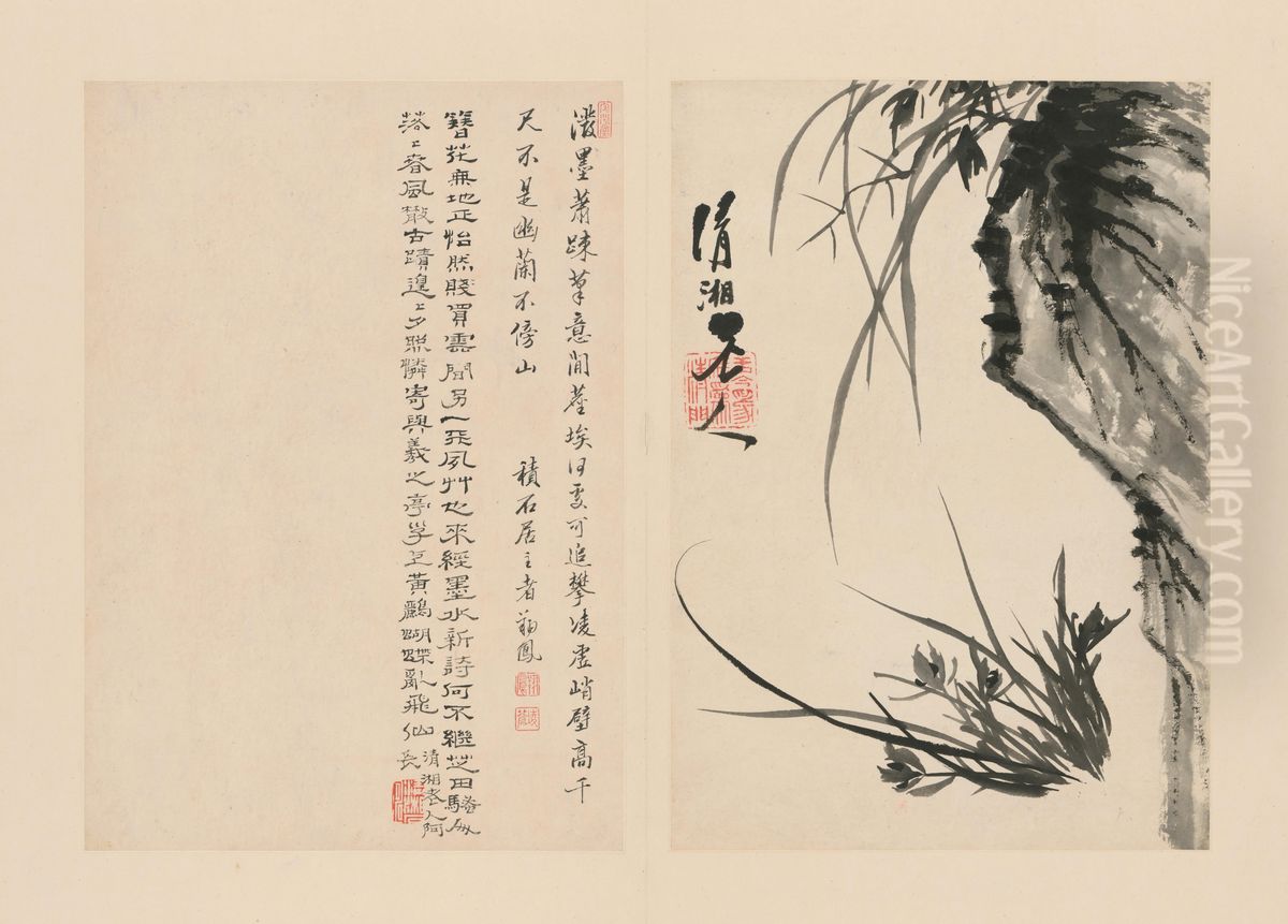 <<yuan ji lan zhu ce-lan shi>> Oil Painting by Shitao Daoji