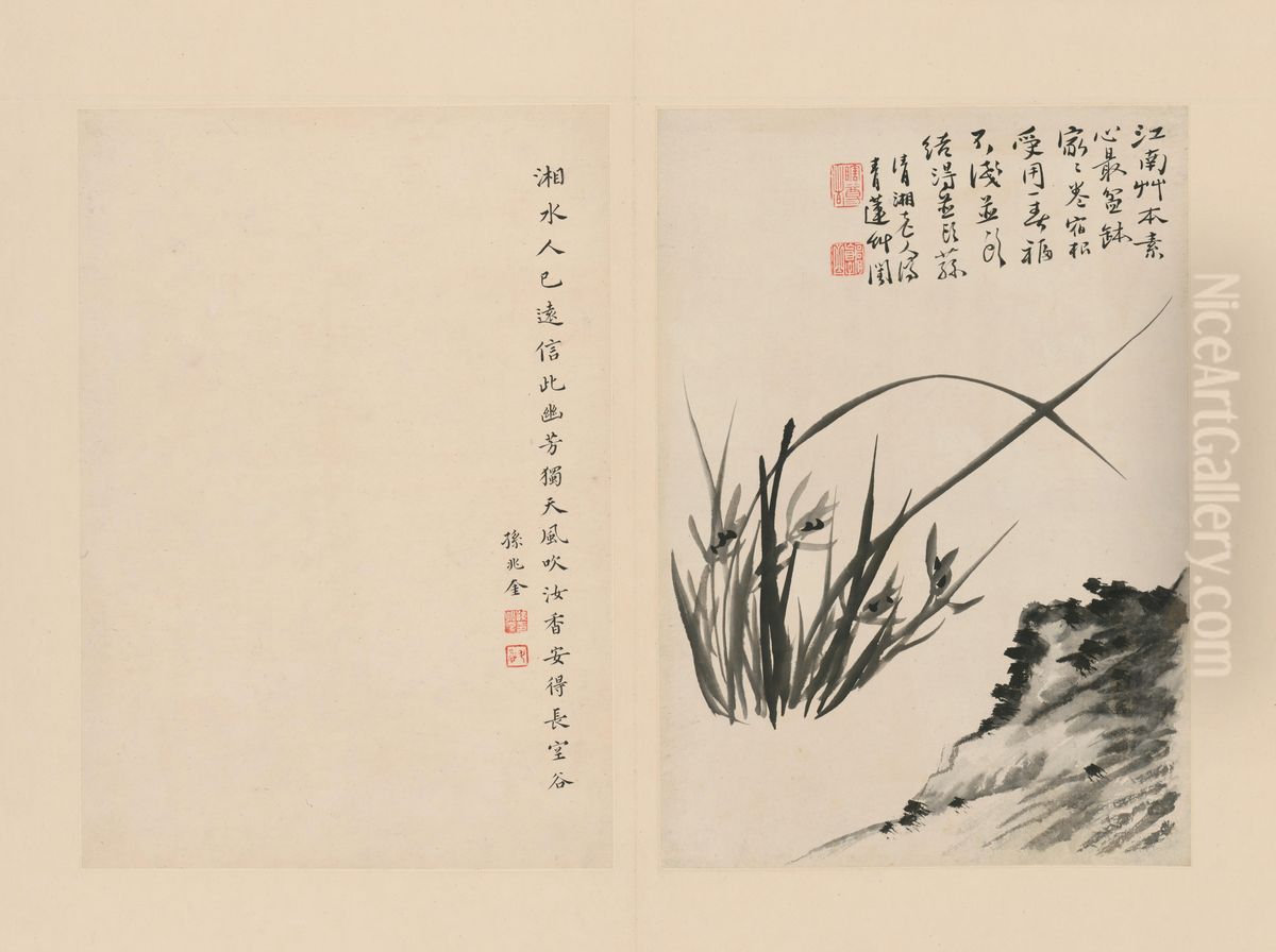 <<yuan ji lan zhu ce-po shi lan cao>> Oil Painting by Shitao Daoji