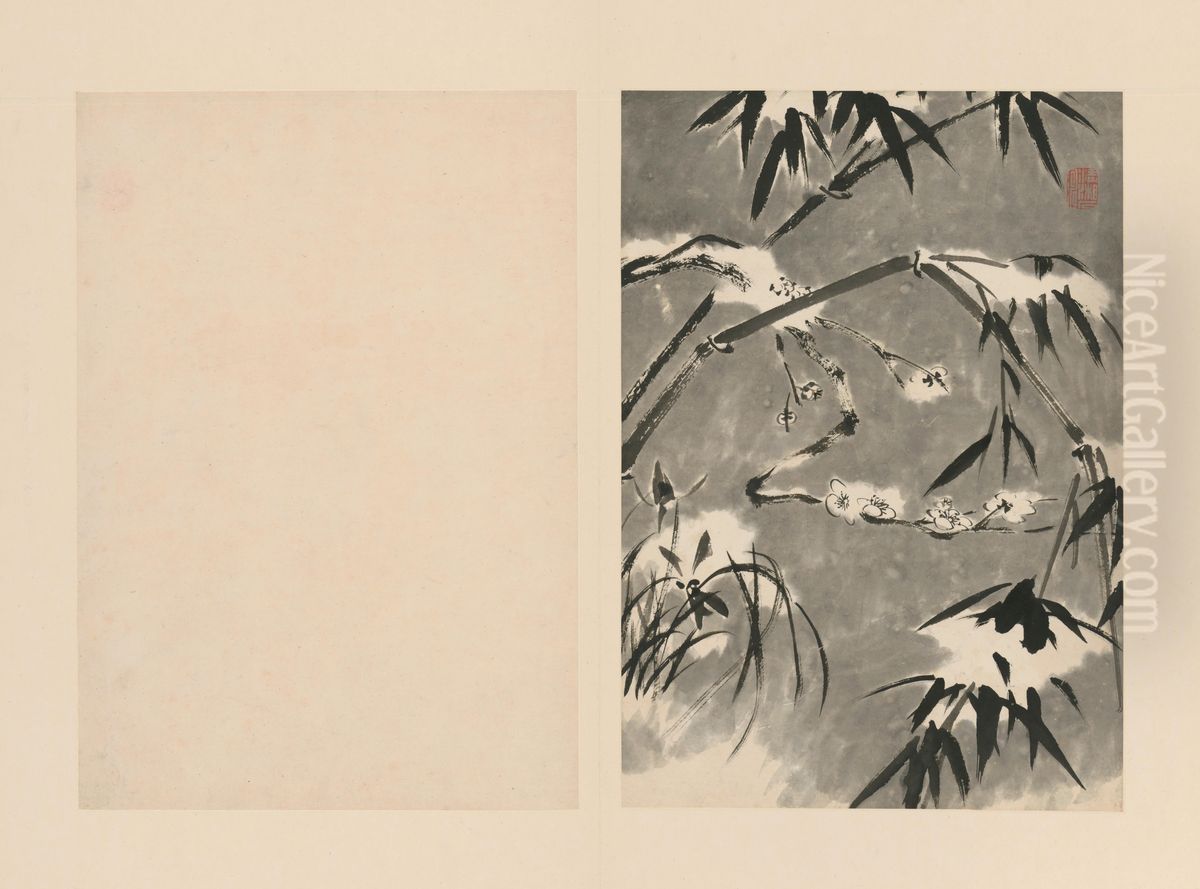 <<yuan ji lan zhu ce-xue zhong mei zhu>> Oil Painting by Shitao Daoji