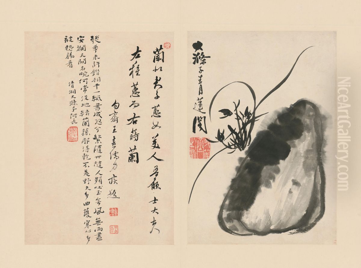 <<yuan ji lan zhu ce-lan shi>> Oil Painting by Shitao Daoji