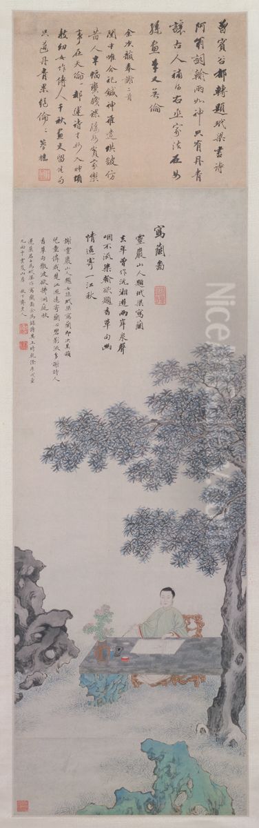 <<ren xiong hua wang yu yan xie lan tu xiang pan gong shou bu tu zhou>> Oil Painting by Ren Xiong