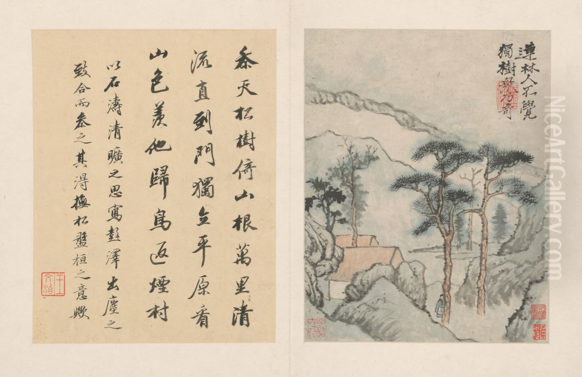 <<yuan ji tao yuan ming shi yi ce>> Oil Painting by Shitao Daoji