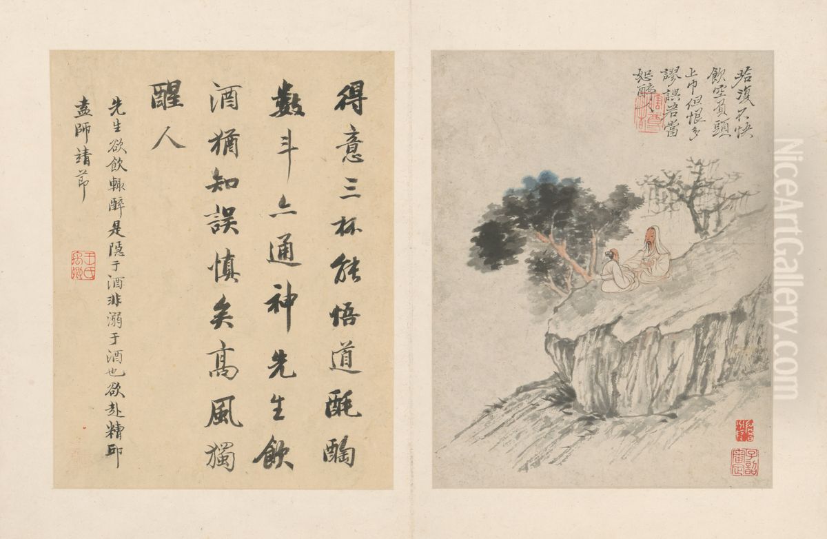 <<yuan ji tao yuan ming shi yi ce>> Oil Painting by Shitao Daoji