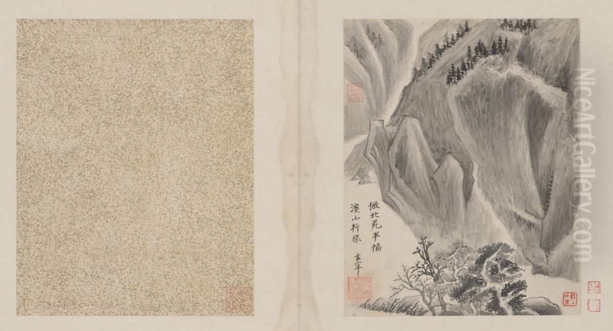 <<dong qi chang shan shui ce>> Oil Painting by Dong Qichang