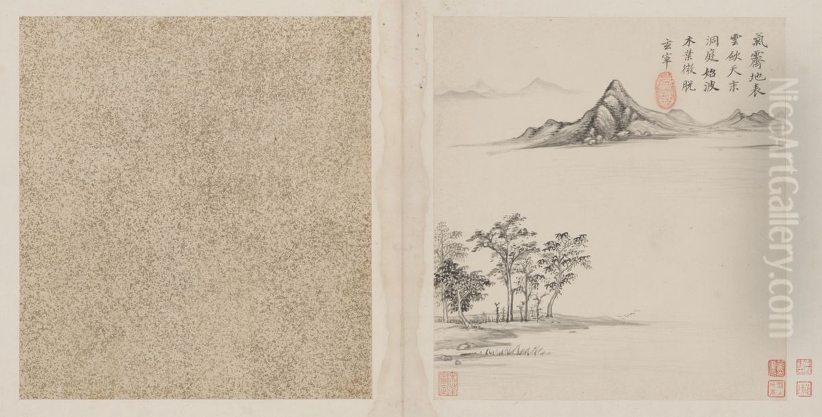 <<dong qi chang shan shui ce>> Oil Painting by Dong Qichang