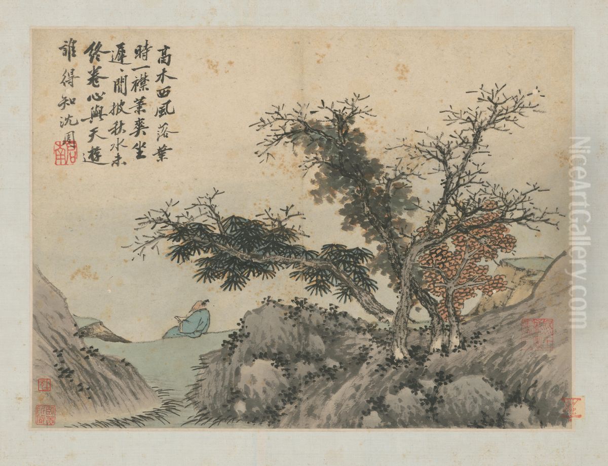 <<chen zhou wo you tu ce-qiu shan du shu>> Oil Painting by Shen Zhou