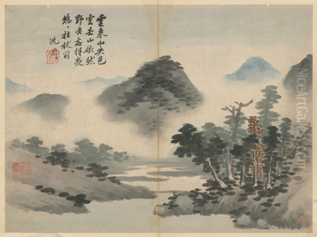 <<chen zhou wo you tu ce-qiu bai yun>> Oil Painting by Shen Zhou