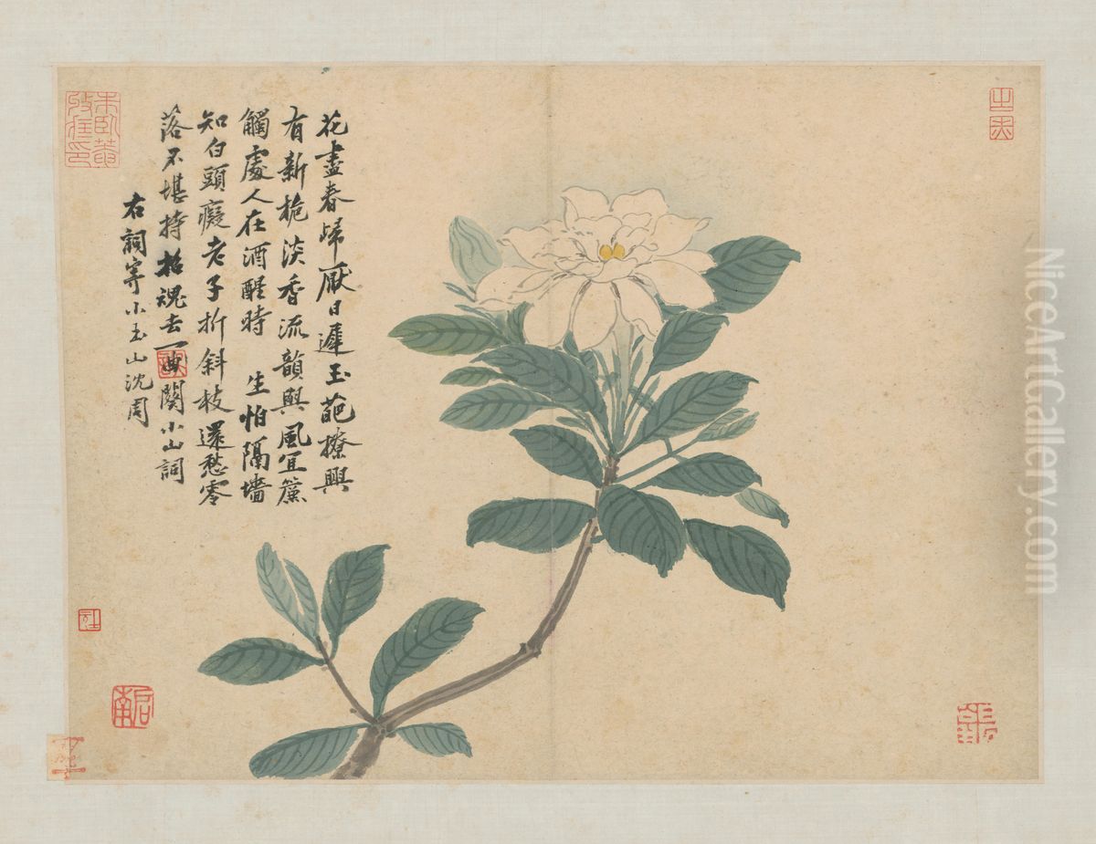 <<chen zhou wo you tu ce-bai he hua>> Oil Painting by Shen Zhou