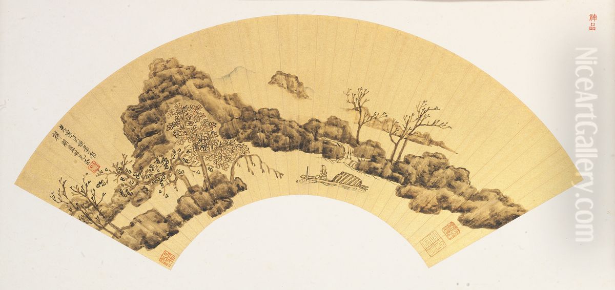 <<chen hong shou qiu xi fan ting tu shan ye>> Oil Painting by Chen Hongshou