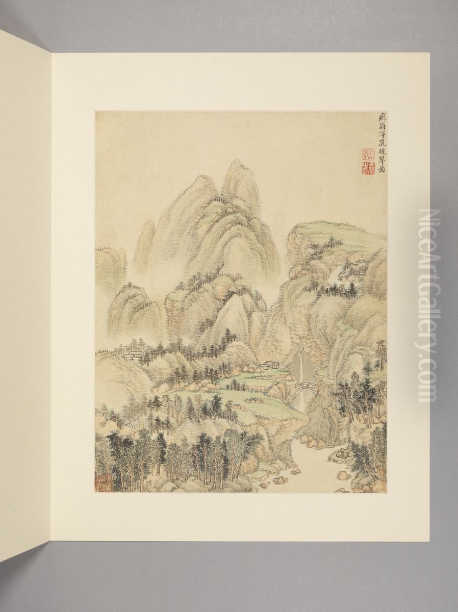 <<wang hui fang gu shan shui ce>> Oil Painting by Wang Hui