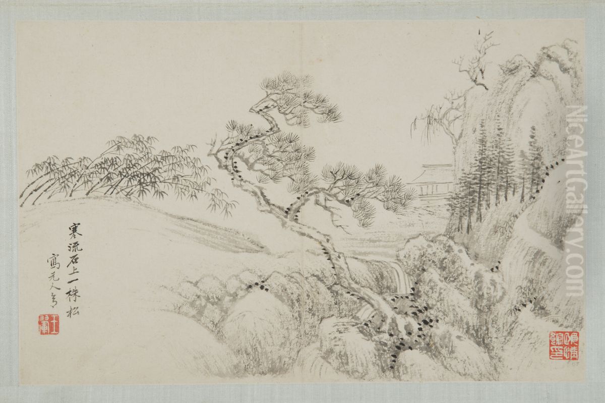 <<wang hui deng jiu jia shan shui ce-wang hui song shi liu quan ye>> Oil Painting by Wang Hui