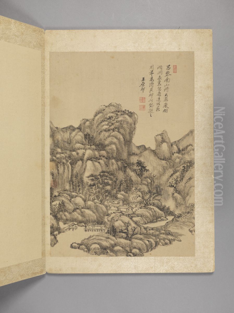 <<wang yuan qi fang gu shan shui ce>> Oil Painting by Wang Yuanqi