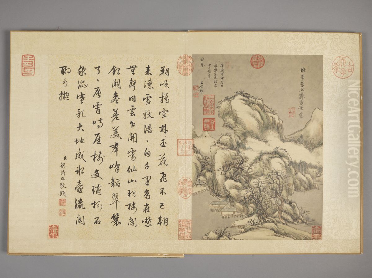 <<wang yuan qi fang gu shan shui ce>> Oil Painting by Wang Yuanqi