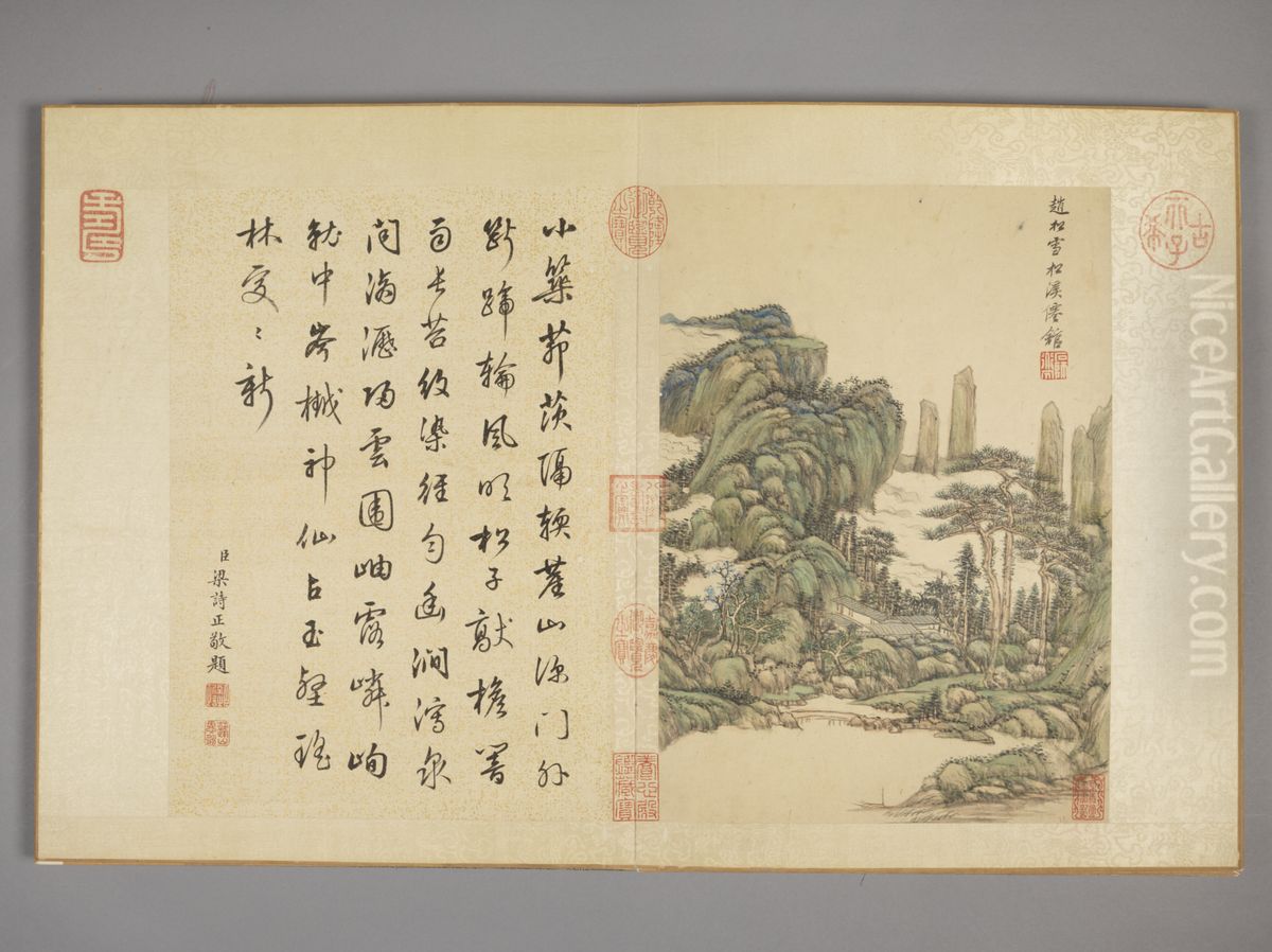 <<wang yuan qi fang gu shan shui ce>> Oil Painting by Wang Yuanqi