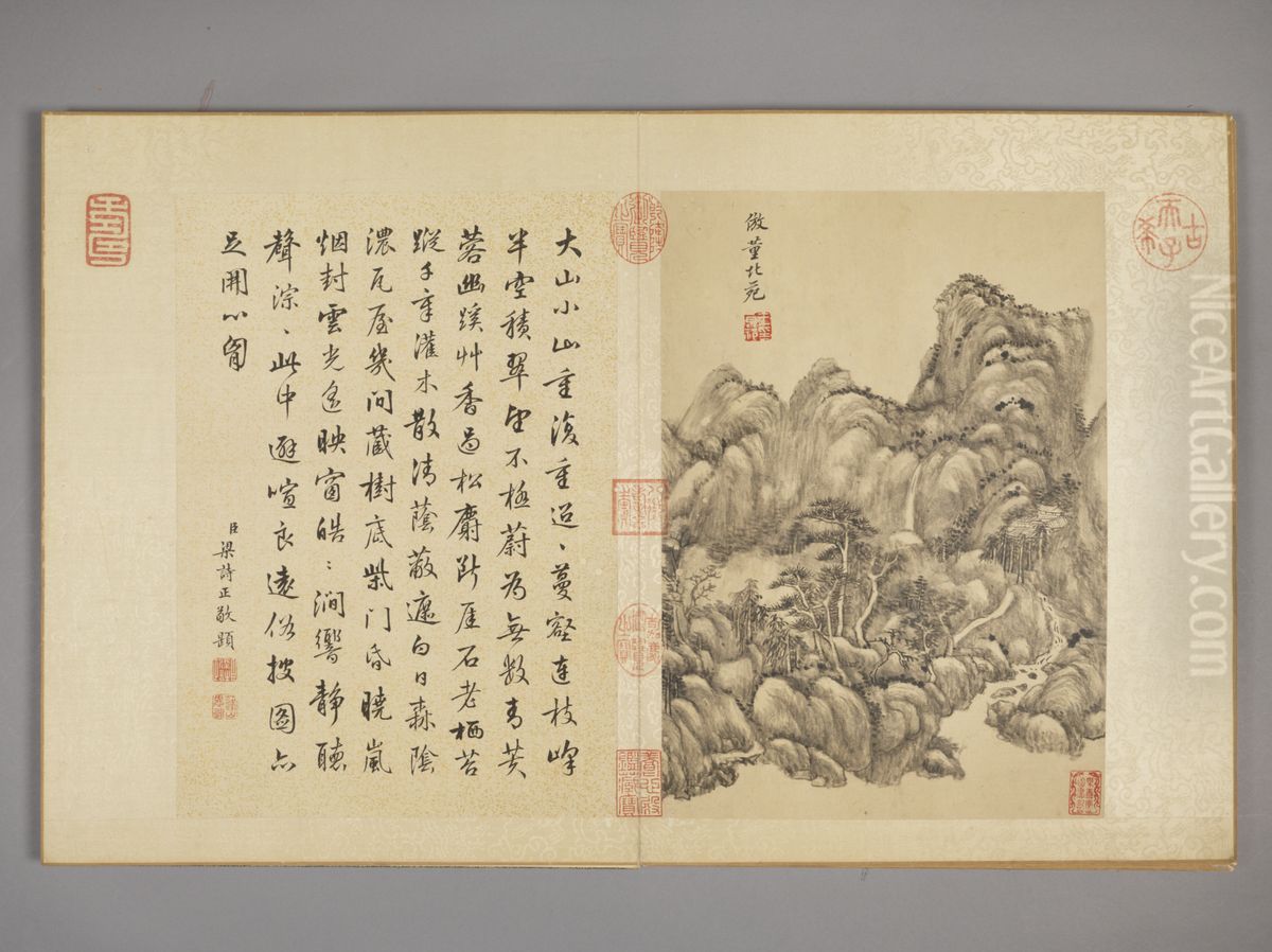 <<wang yuan qi fang gu shan shui ce>> Oil Painting by Wang Yuanqi