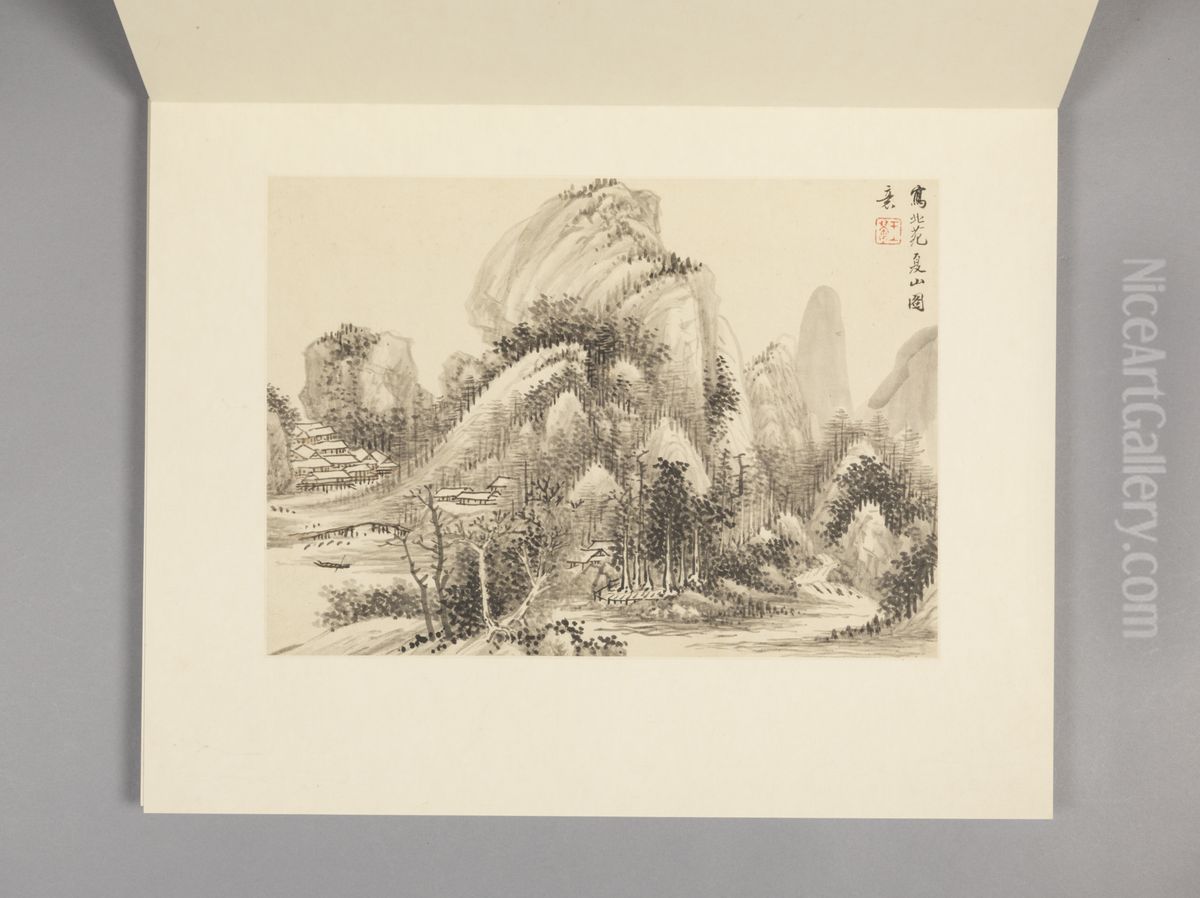 <<wang hui fang gu shan shui ce>> Oil Painting by Wang Hui