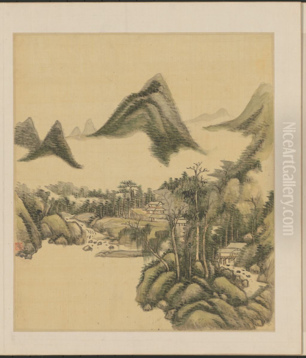 <<wang yuan qi shan shui ce>> Oil Painting by Wang Yuanqi