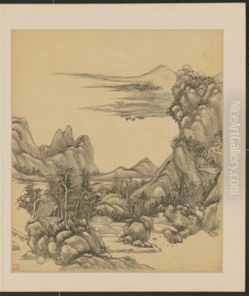 <<wang yuan qi shan shui ce>> Oil Painting by Wang Yuanqi