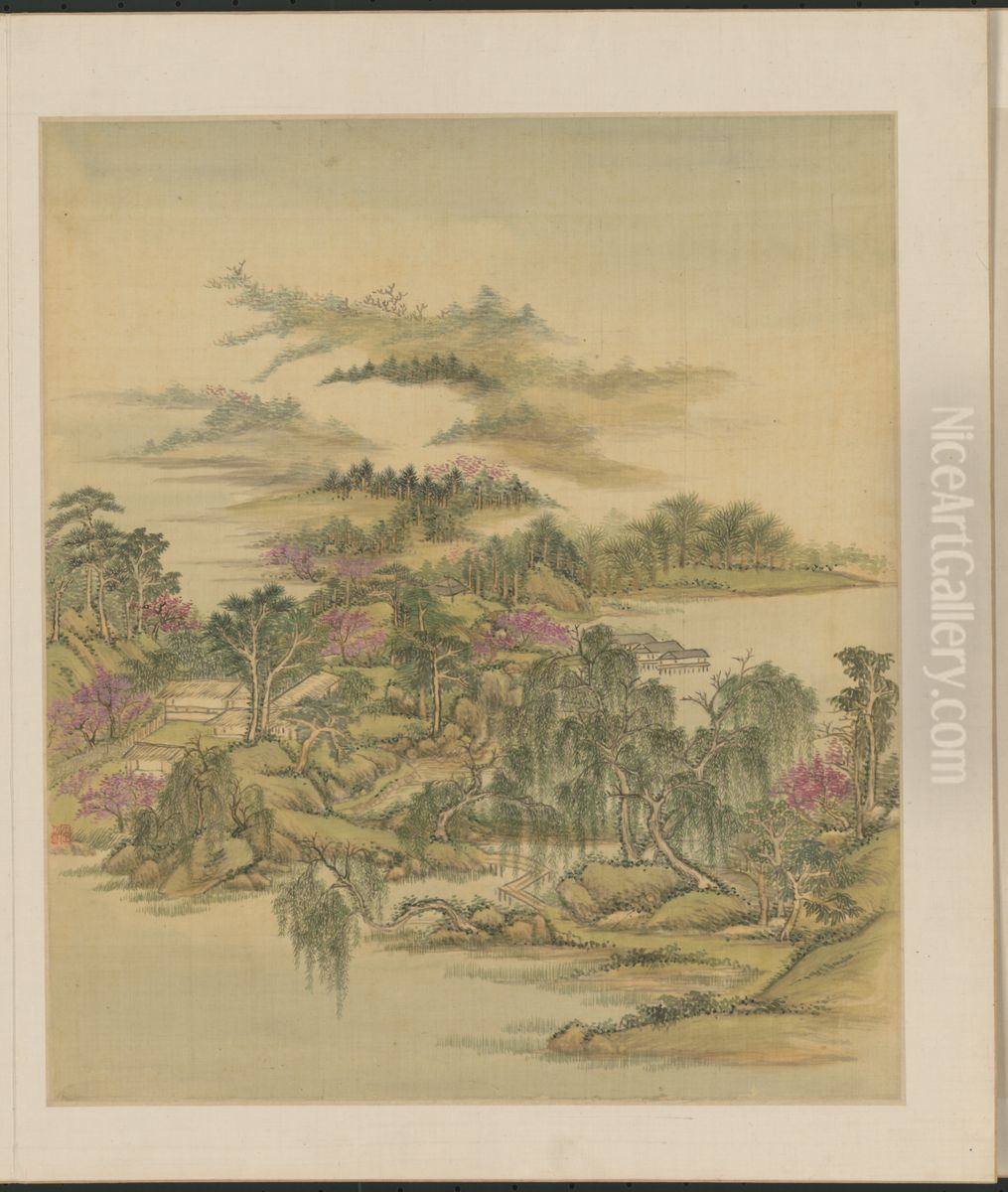 <<wang yuan qi shan shui ce>> Oil Painting by Wang Yuanqi