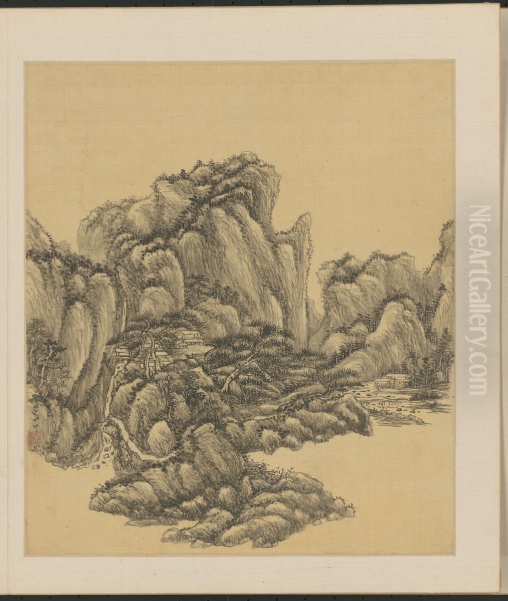 <<wang yuan qi shan shui ce>> Oil Painting by Wang Yuanqi