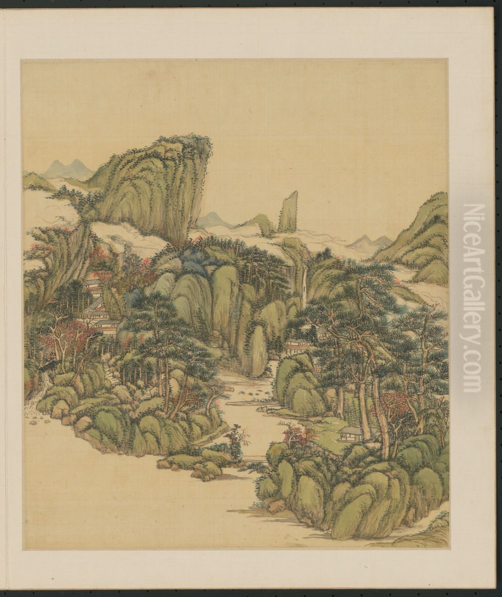 <<wang yuan qi shan shui ce>> Oil Painting by Wang Yuanqi