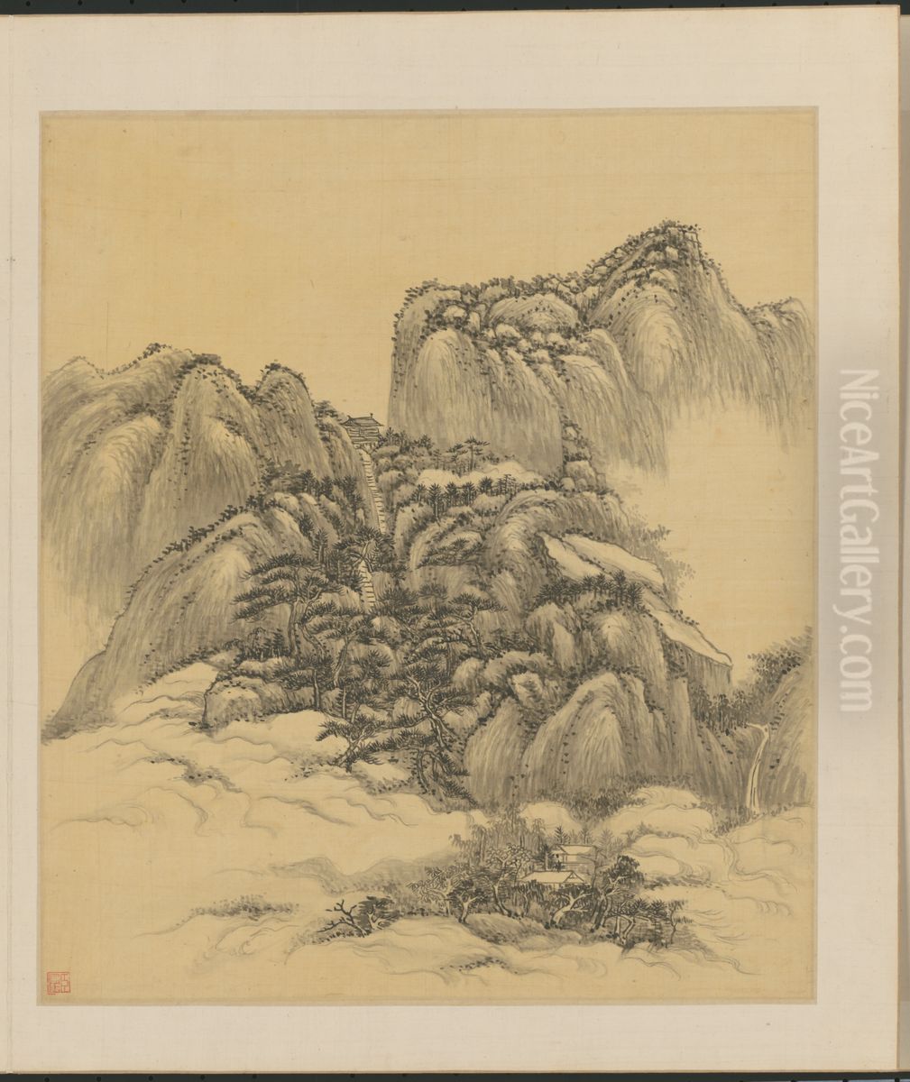 <<wang yuan qi shan shui ce>> Oil Painting by Wang Yuanqi