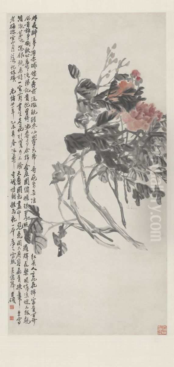 <<wu jun qing mu dan zhou>> Oil Painting by Wu Chang-shuo