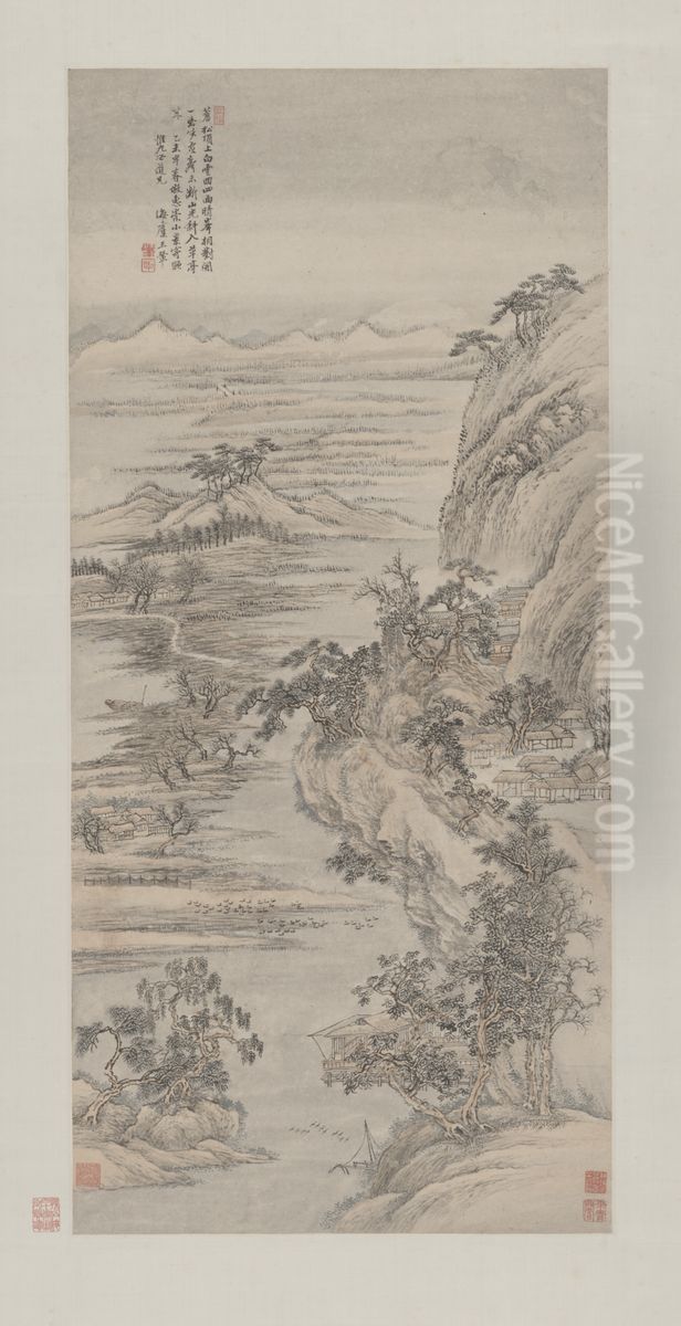 <<wang hui fang hui chong shan shui zhou>> Oil Painting by Wang Hui