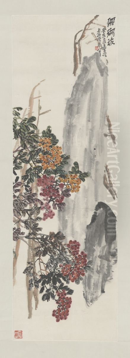 <<wu jun qing tian zhu ping zhou>> Oil Painting by Wu Chang-shuo