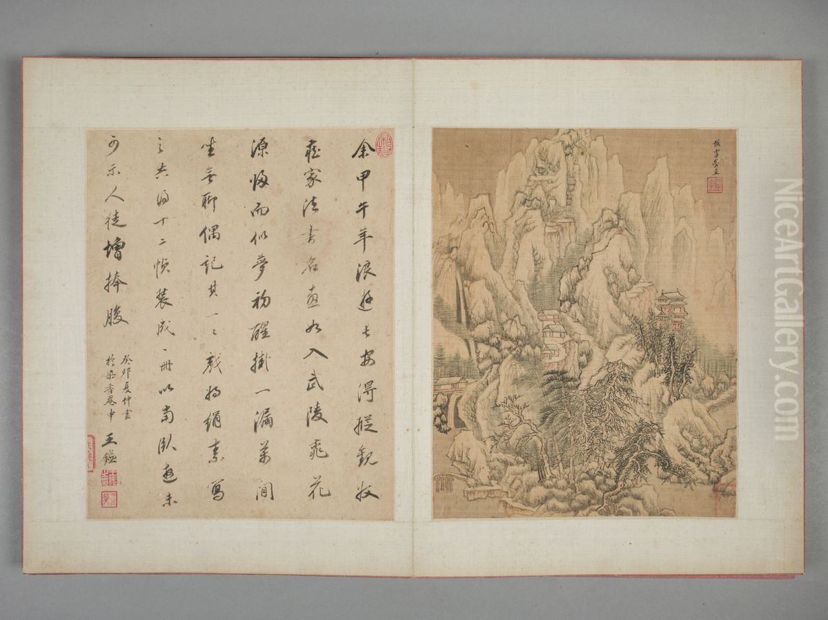 <<wang jian fang gu shan shui ce>> Oil Painting by Wang Jian